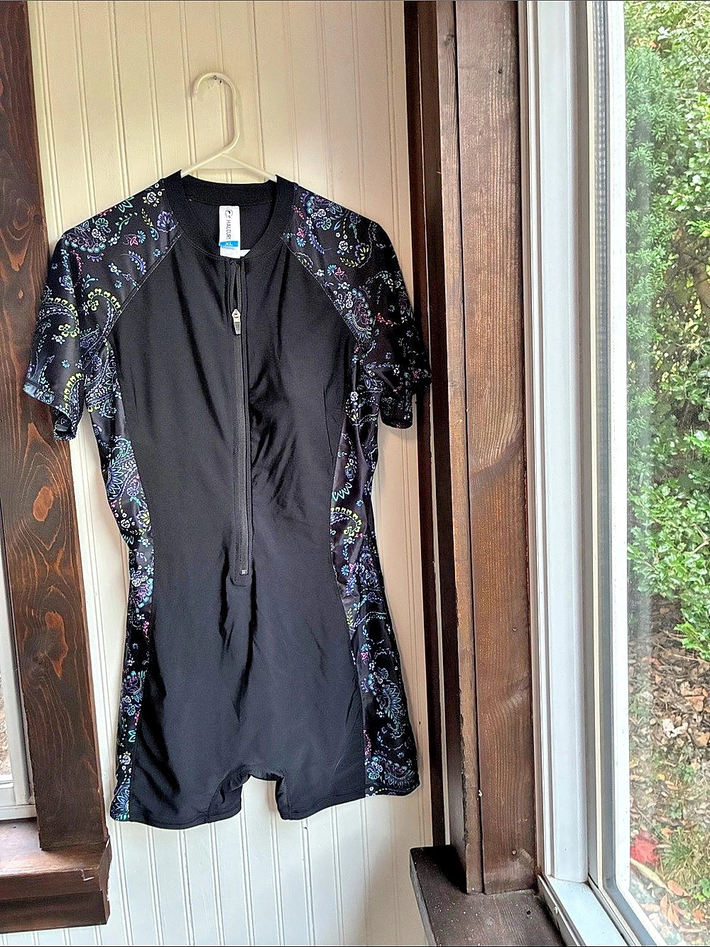 HALLCURT Paisley One-Piece Swimsuit Black XL